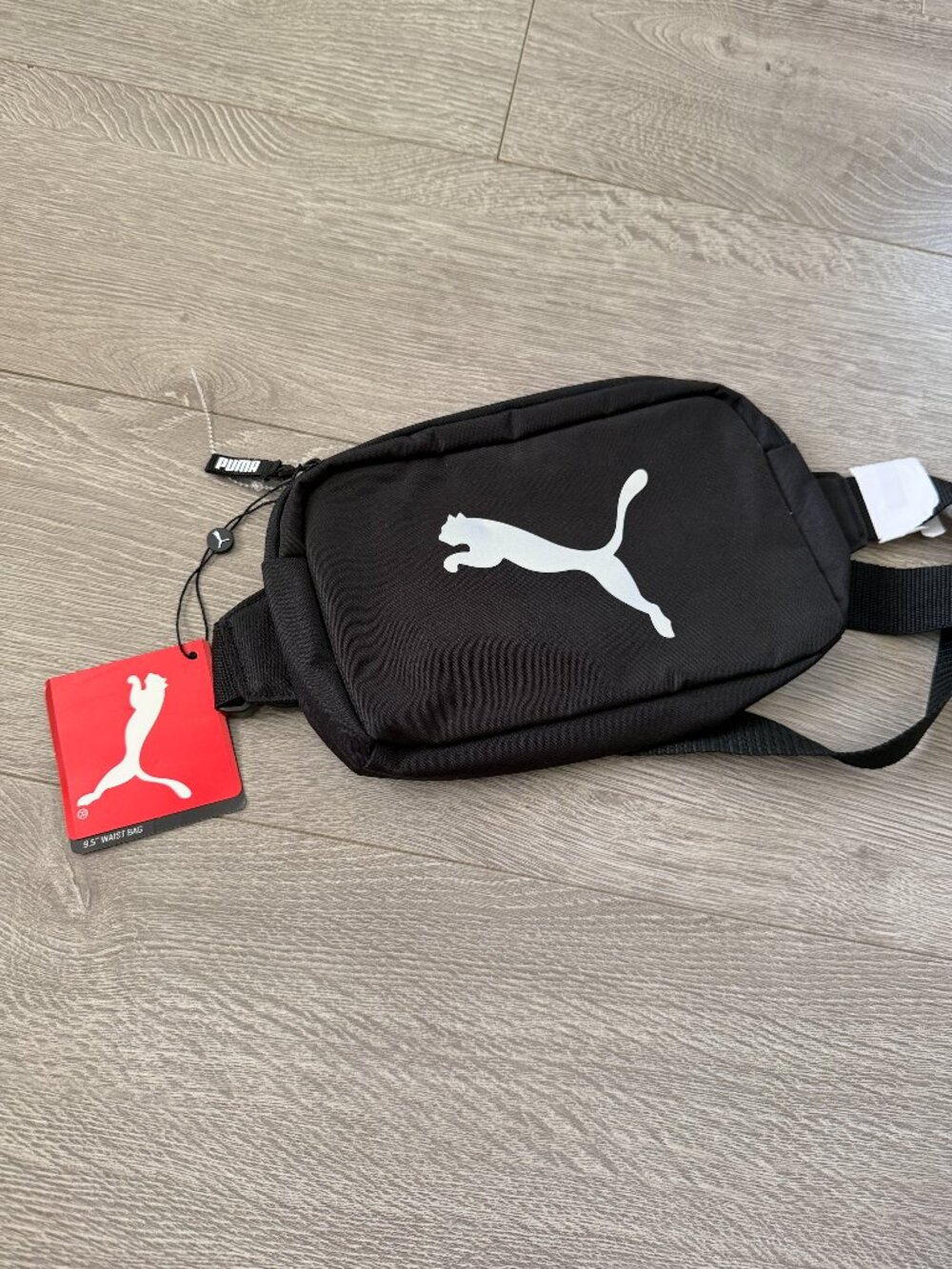 Puma Black 9.5 Waist Bag Fanny Pack Reflective Logo Unisex NWT